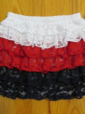 AMERICANA GIRL'S SIZE 3 T SKIRT RED, WHITE, & BLUE LACE TUTU PATRIOTIC NWT
